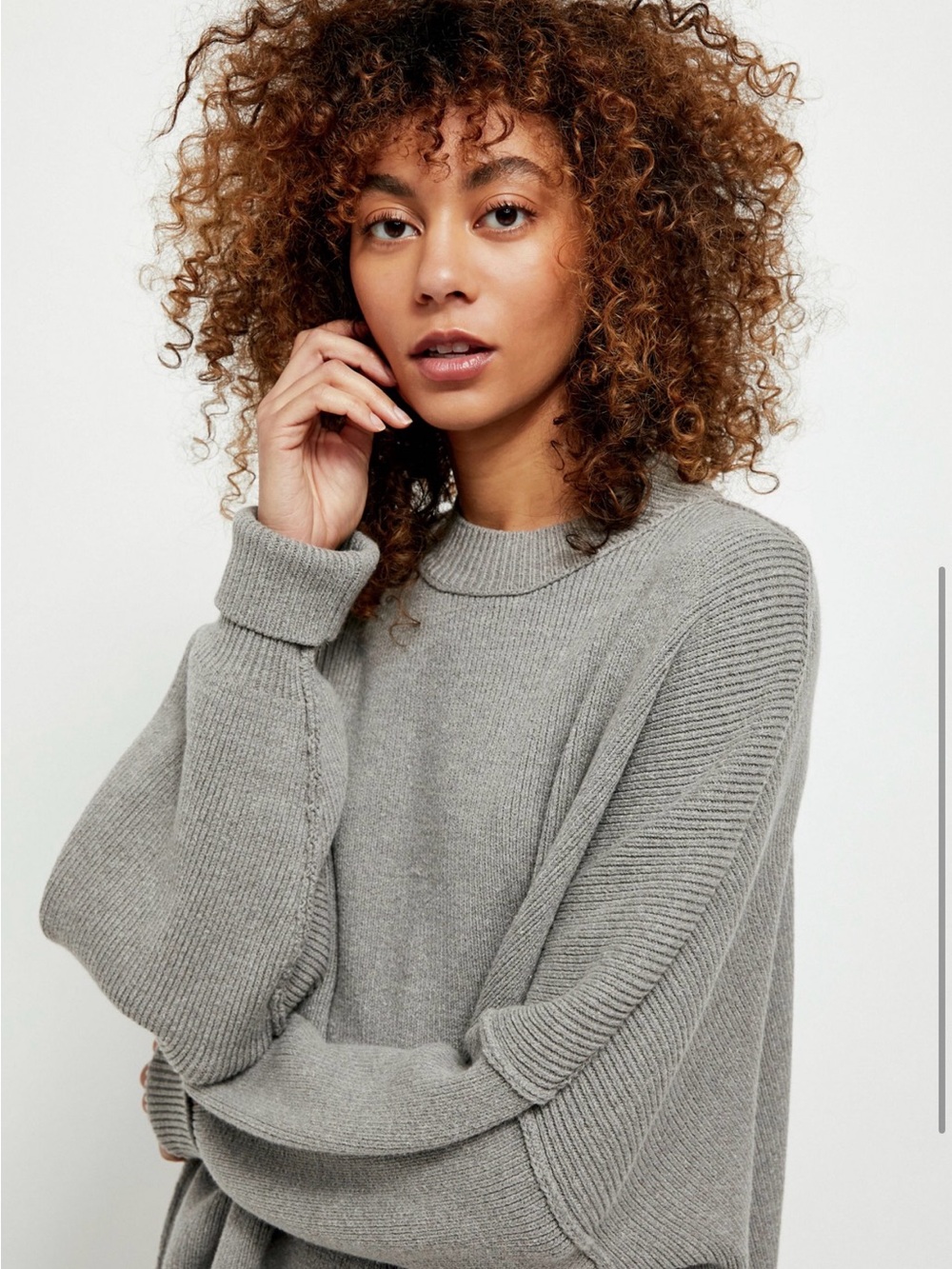 Free People Oversized Grey Ribbed Women's Sweater- Small